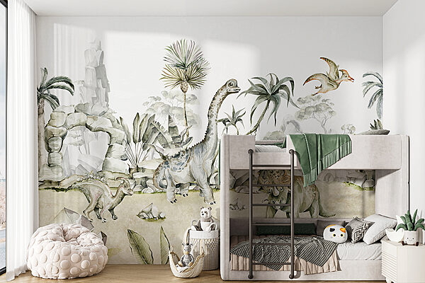 Aquarell von Dinosauriern und Pflanzen Aquarell von Dinosauriern und Pflanzen