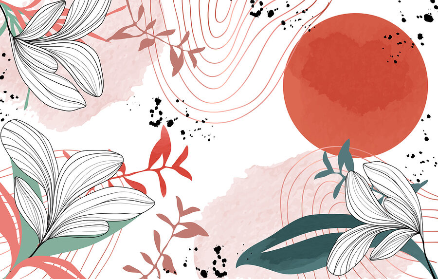 Weißes und rotes Blumendesign
