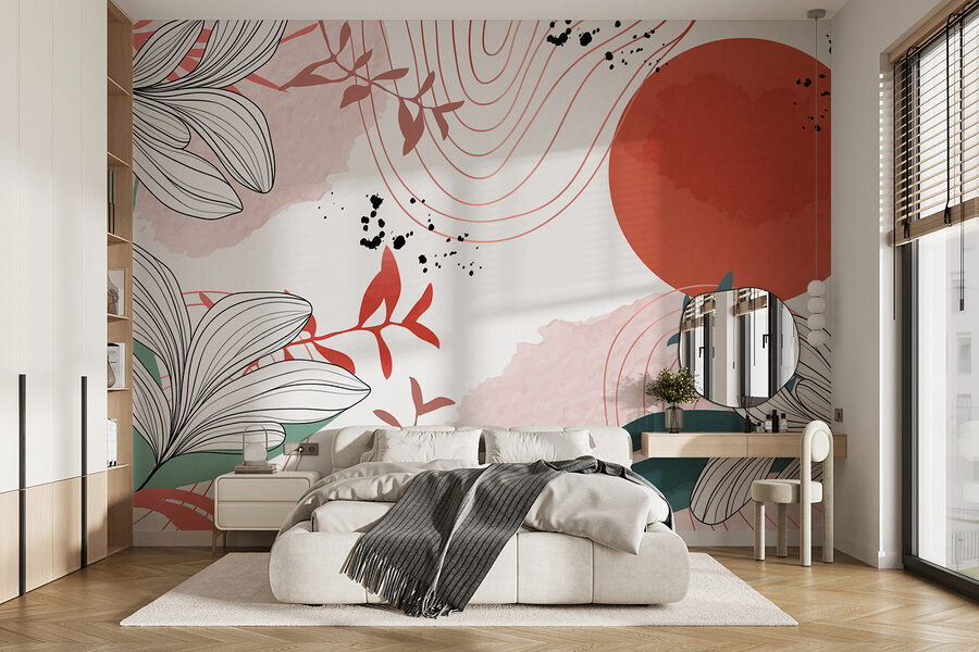 Weißes und rotes Blumendesign