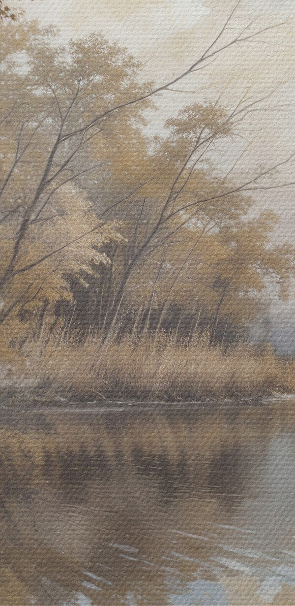 Fluss mit Bäumen und Sträuchern Fluss mit Bäumen und Sträuchern
