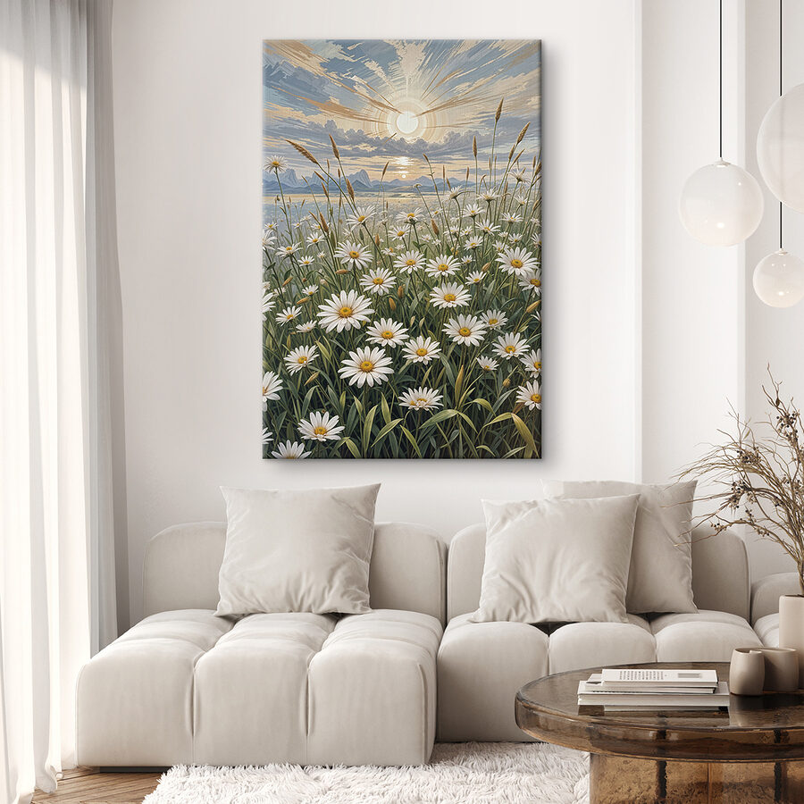 Feld mit weißen Blumen