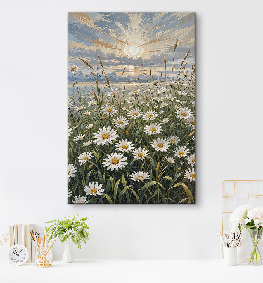 Feld mit weißen Blumen