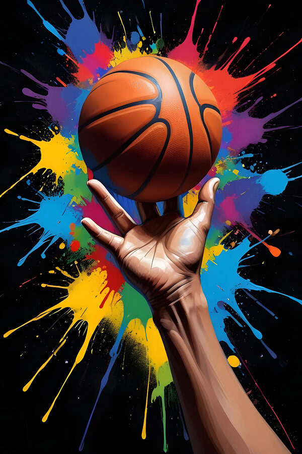 Hand hält einen Basketball Hand hält einen Basketball