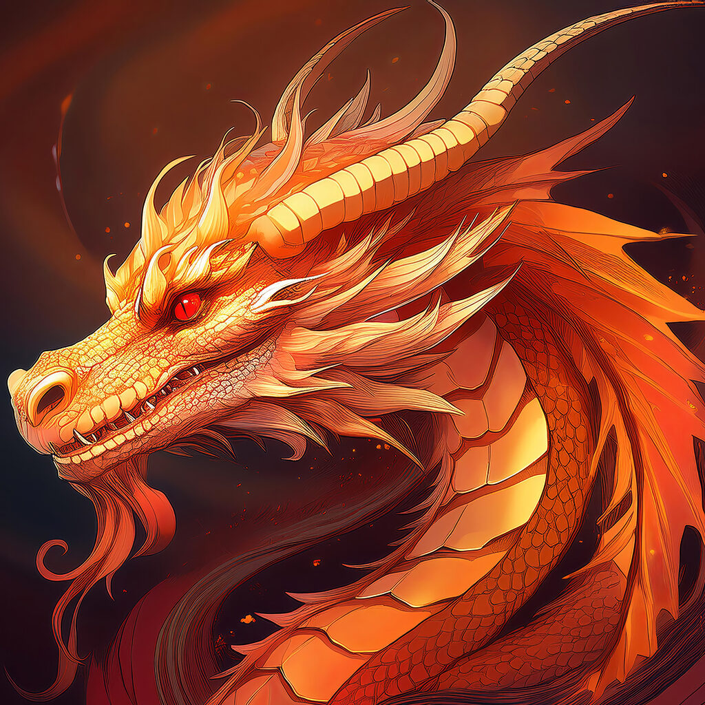 Dragon with red eyes