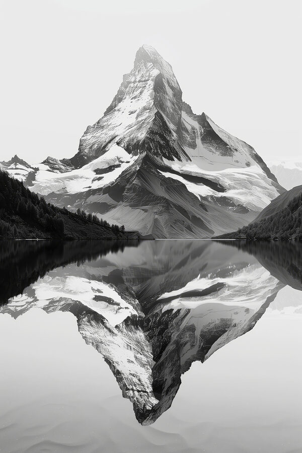 Berg mit See und Bäumen Berg mit See und Bäumen