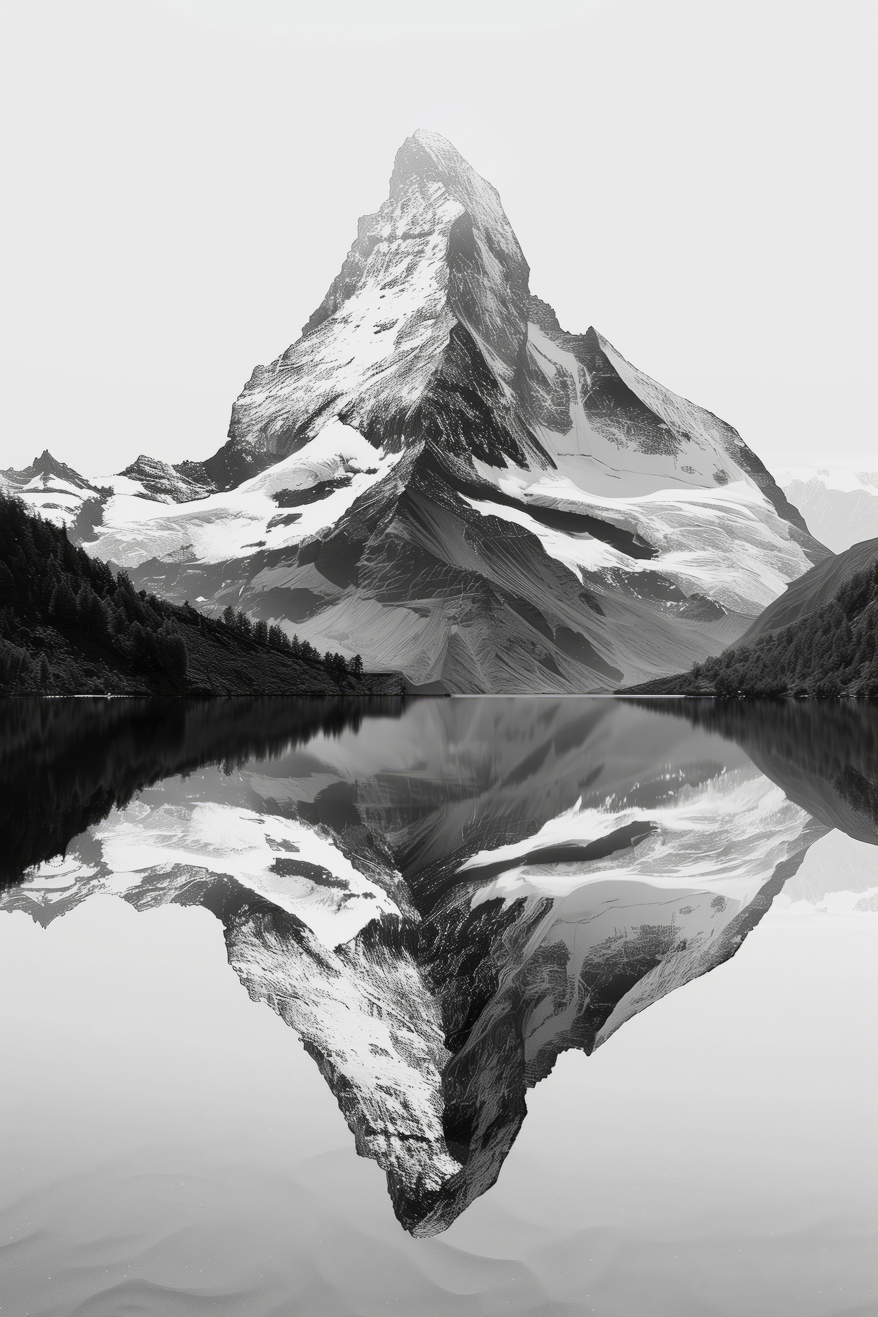 Mountain with a lake and trees