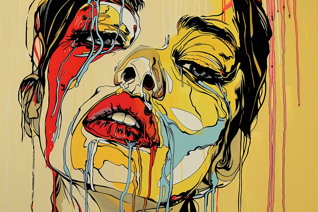 Painting of a woman crying Painting of a woman crying