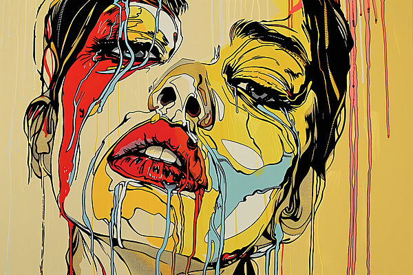 Painting of a woman crying Painting of a woman crying