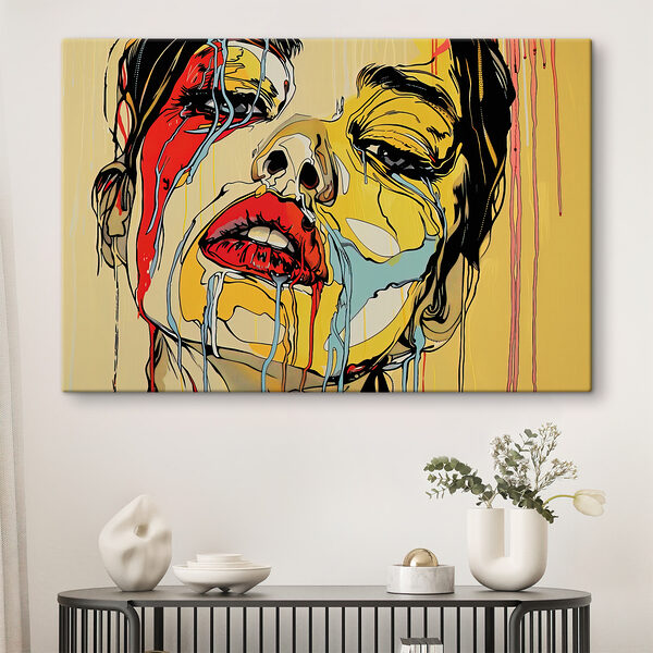 Painting of a woman crying Painting of a woman crying