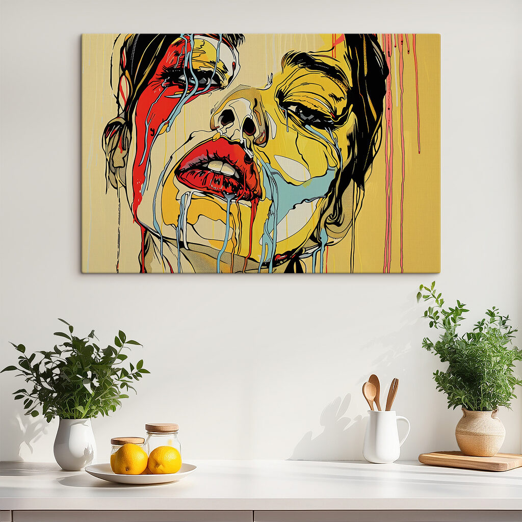 Painting of a woman crying Painting of a woman crying
