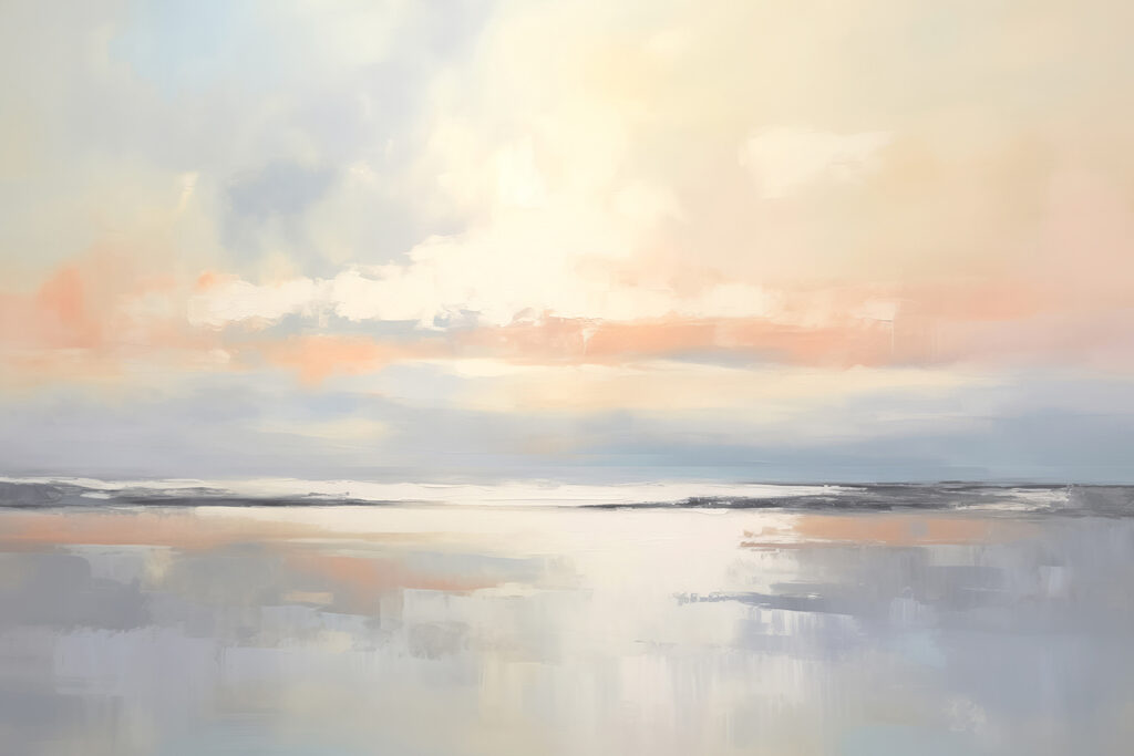 Calm body of water with clouds in the sky Calm body of water with clouds in the sky