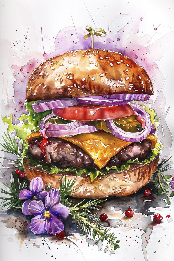 Aquarell eines Burgers Aquarell eines Burgers