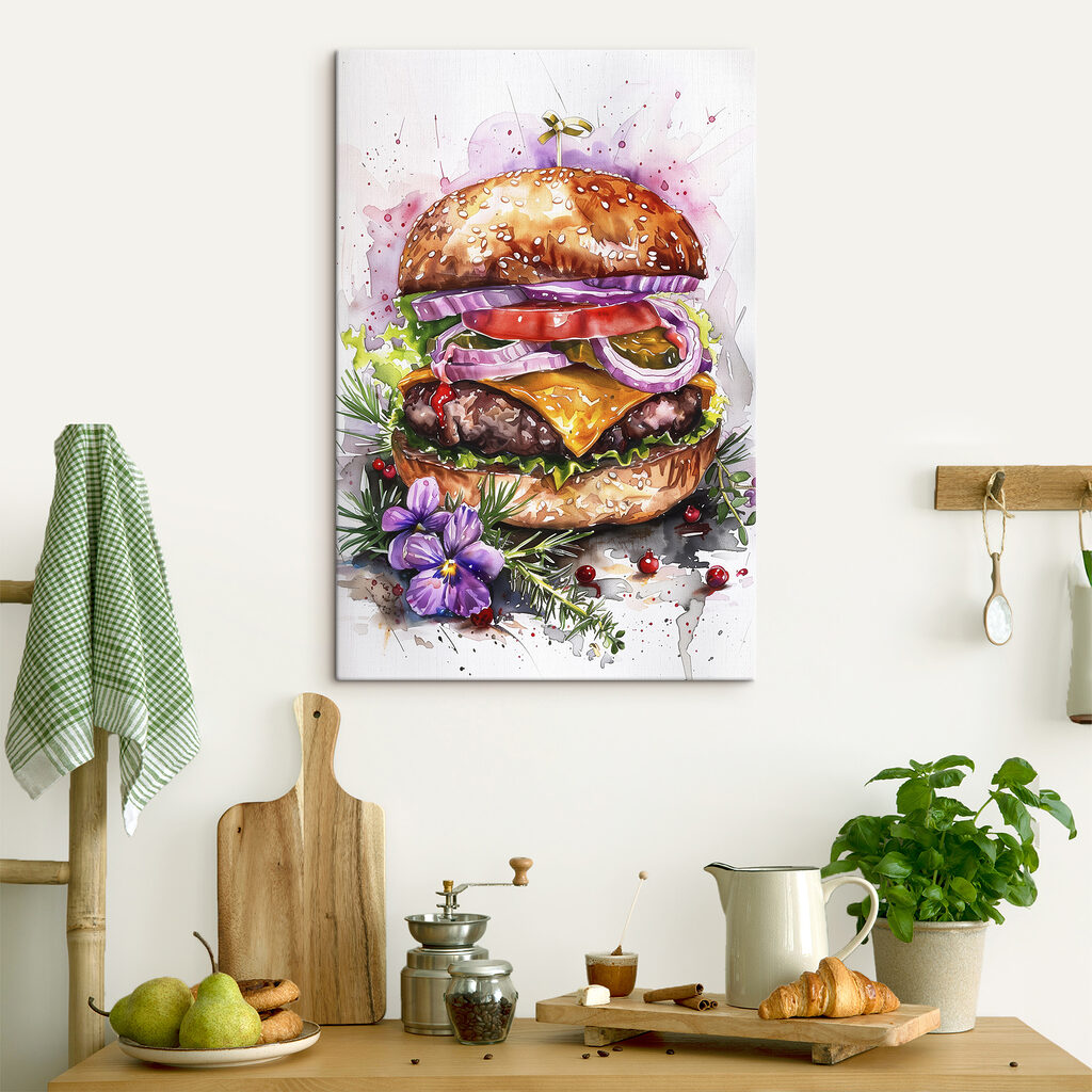 Watercolor of a burger