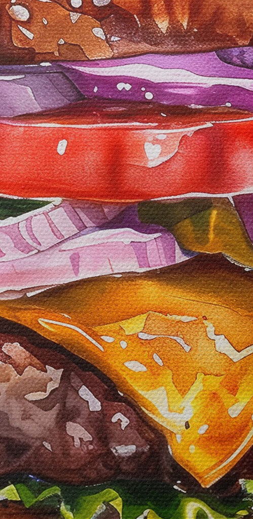 Watercolor of a burger
