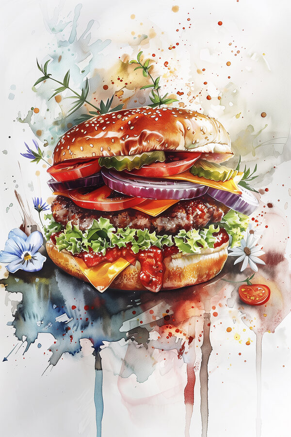 Aquarell eines Burgers Aquarell eines Burgers