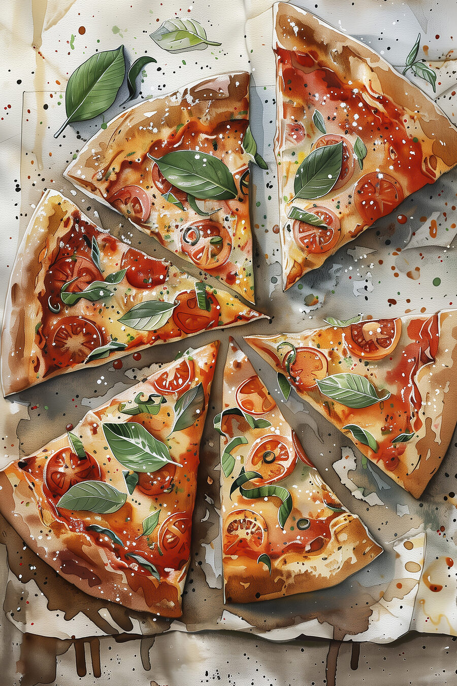 Pizza mit Tomaten und Basilikum