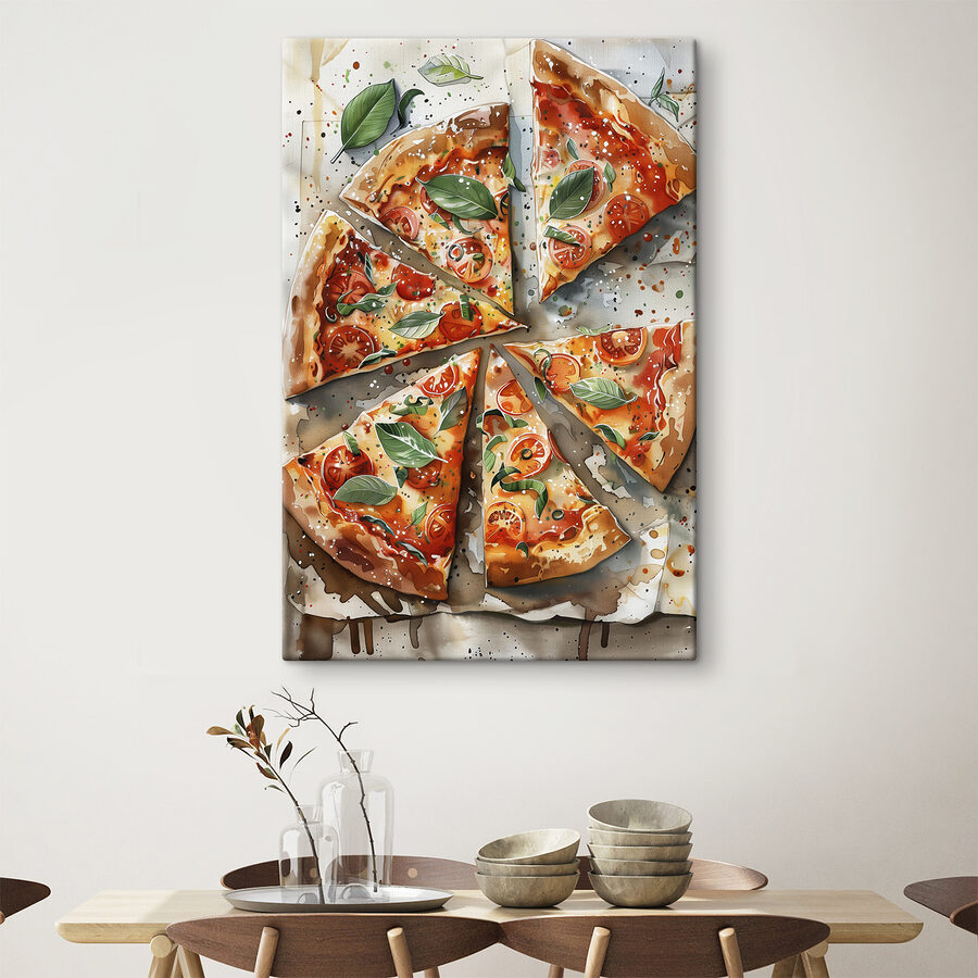 Pizza mit Tomaten und Basilikum