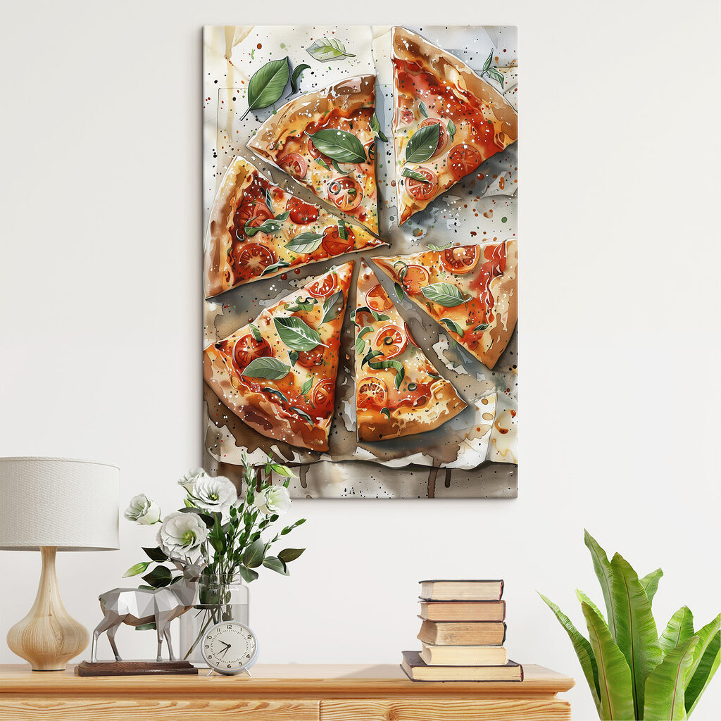 Pizza with tomatoes and basil