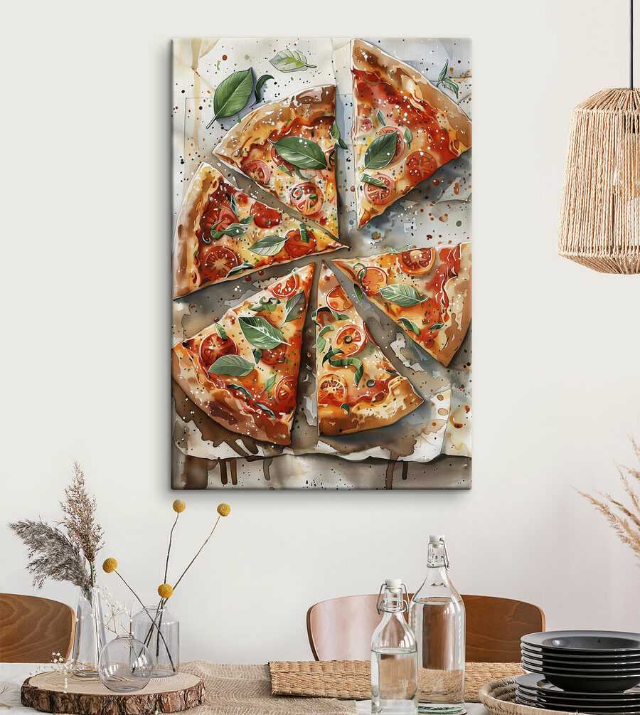 Pizza mit Tomaten und Basilikum