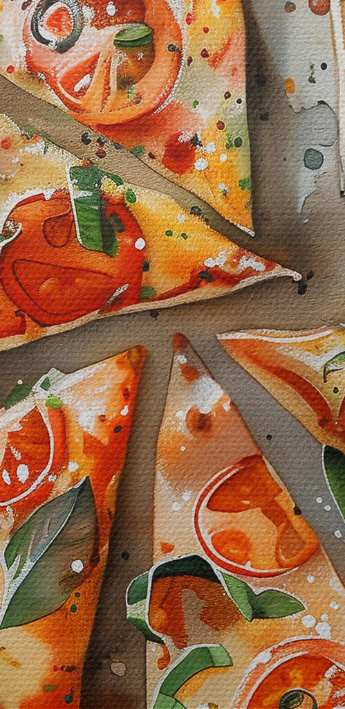 Pizza with tomatoes and basil