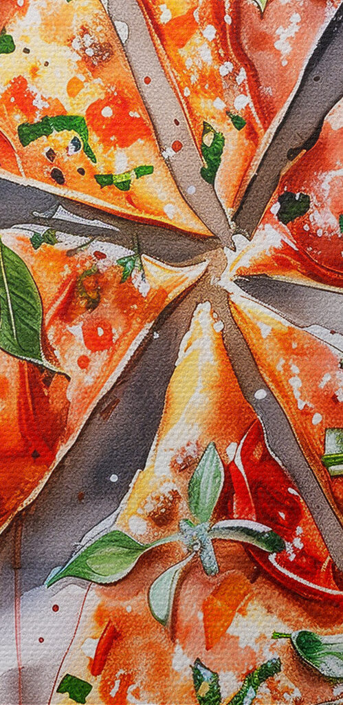Watercolor of a pizza