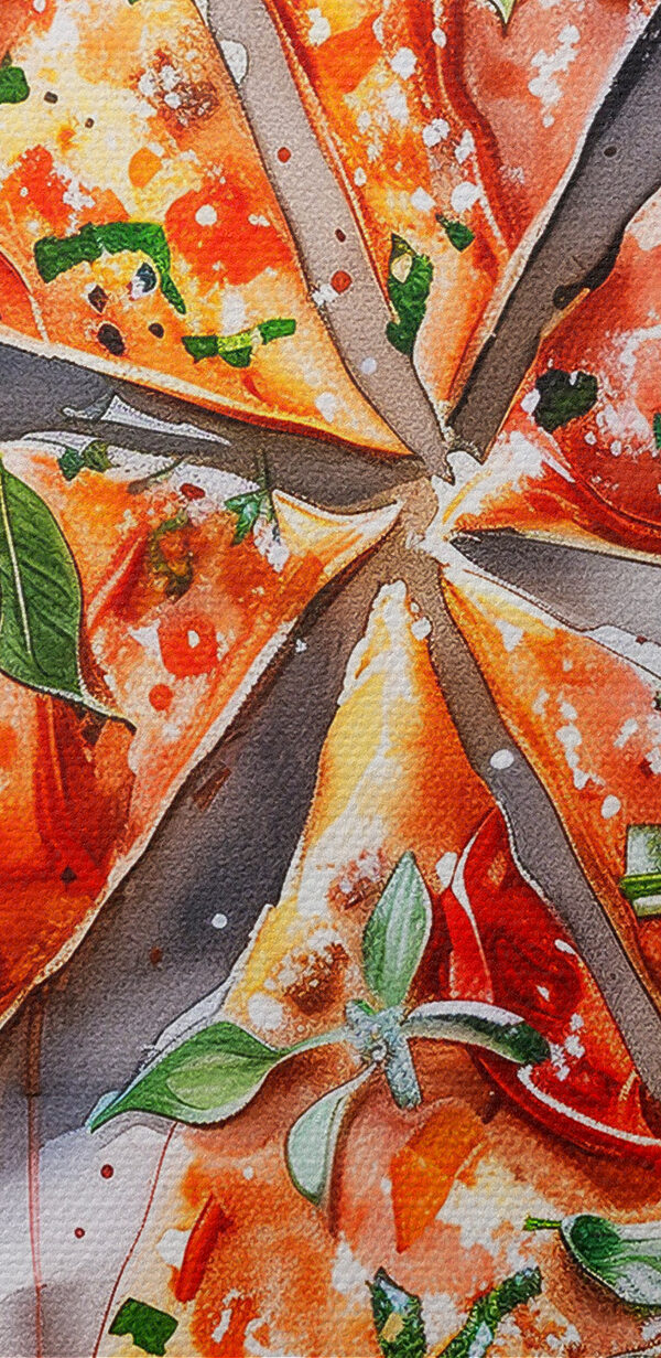 Aquarell einer Pizza Aquarell einer Pizza