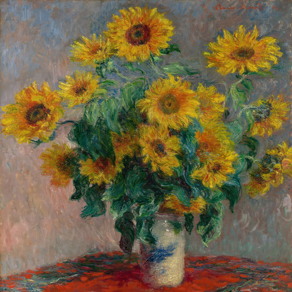 Painting of sunflowers in a vase Painting of sunflowers in a vase