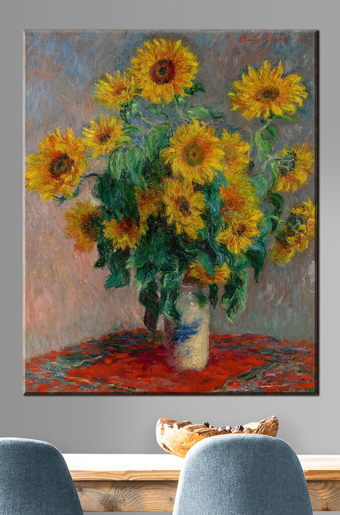 Painting of sunflowers in a vase Painting of sunflowers in a vase