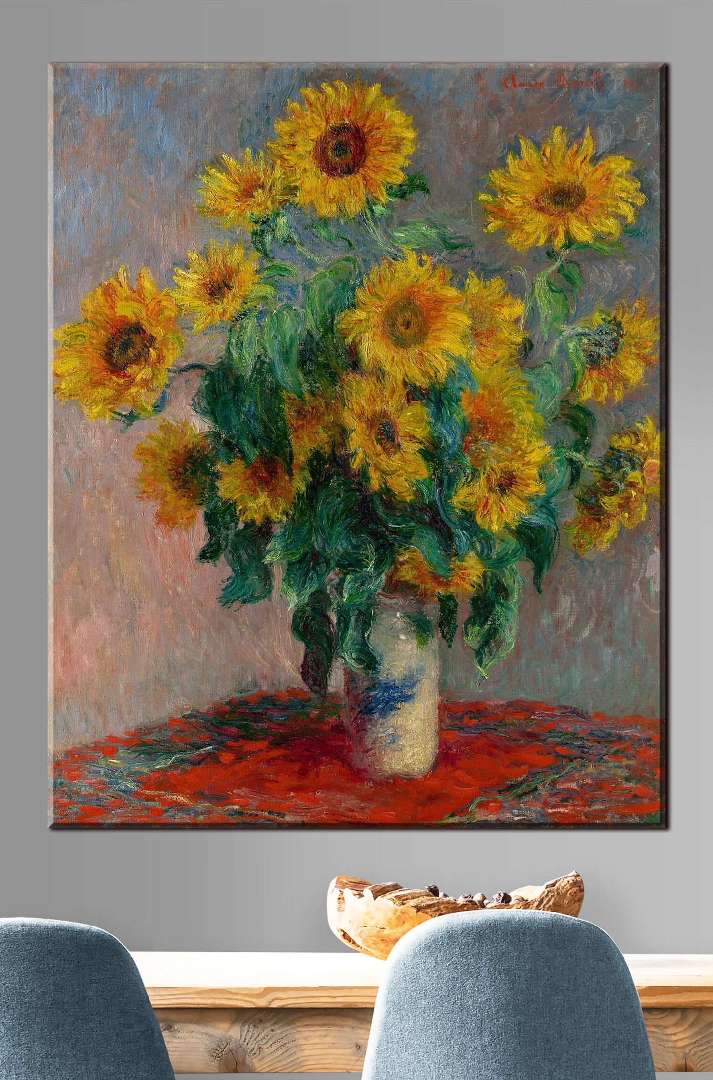 Painting of sunflowers in a vase Painting of sunflowers in a vase