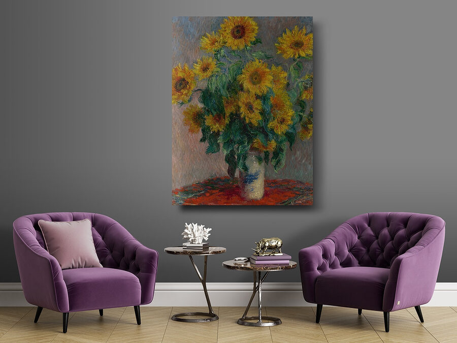 Gemälde von Sonnenblumen in einer Vase Gemälde von Sonnenblumen in einer Vase