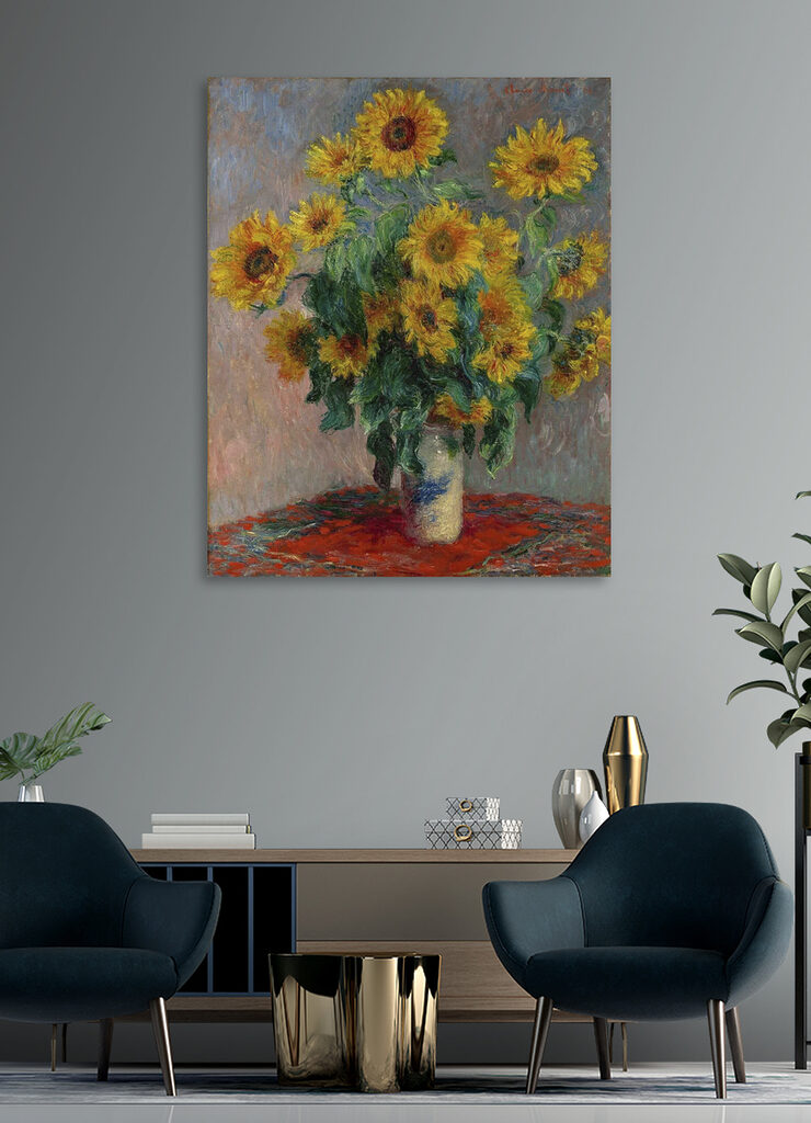 Painting of sunflowers in a vase Painting of sunflowers in a vase