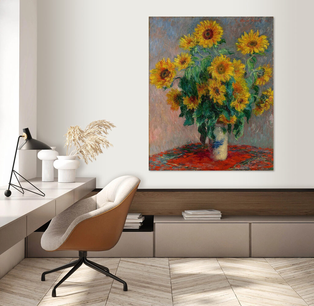 Painting of sunflowers in a vase Painting of sunflowers in a vase