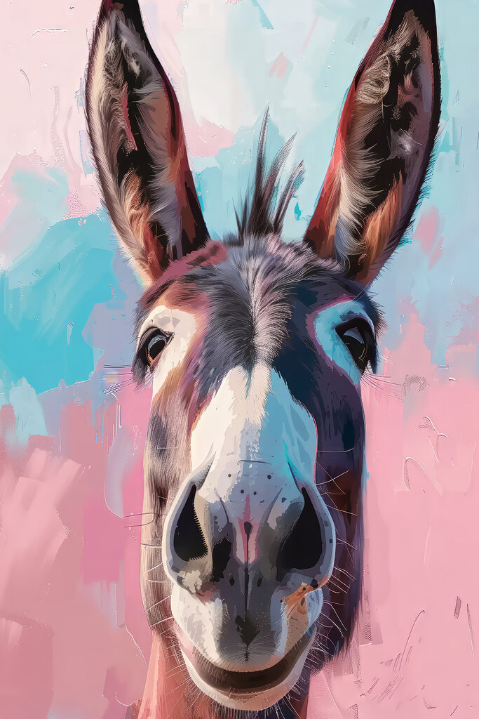 Happy donkey with colorful background Happy donkey with colorful background