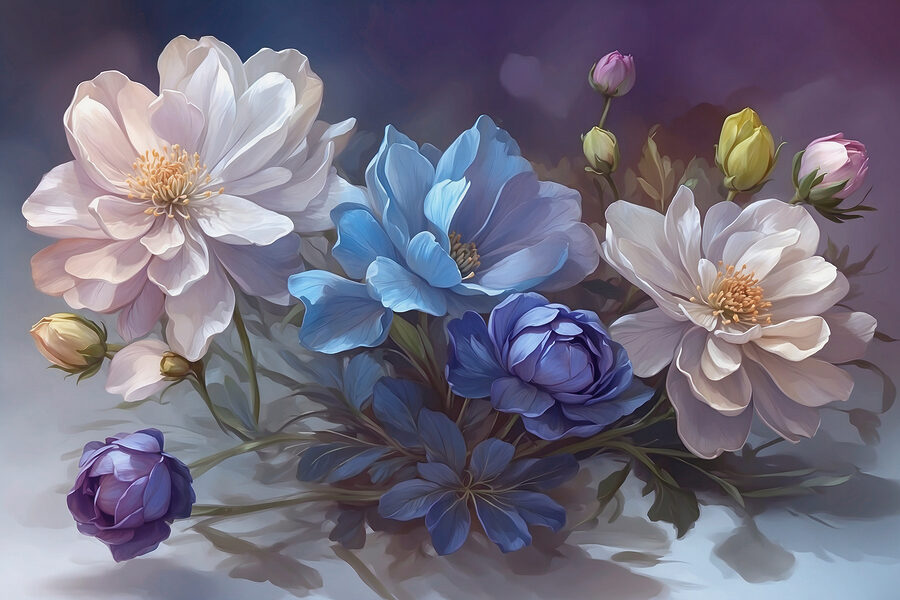Malerei von Blumen auf einem Tisch