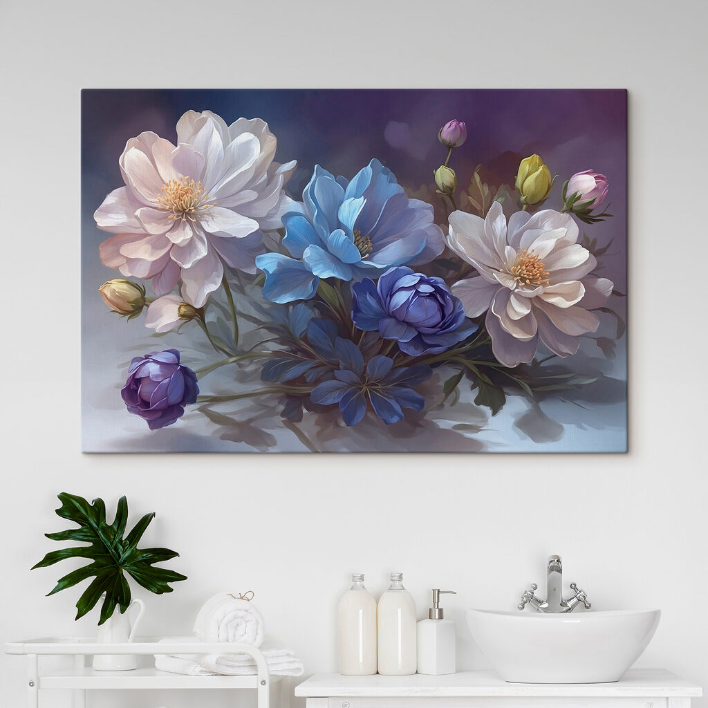 Painting of flowers on a table Painting of flowers on a table