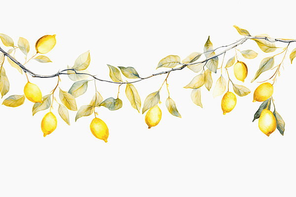 Branch with yellow leaves and lemons