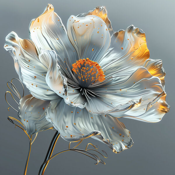 Metallische Blume mit orangefarbenen Highlights Metallische Blume mit orangefarbenen Highlights