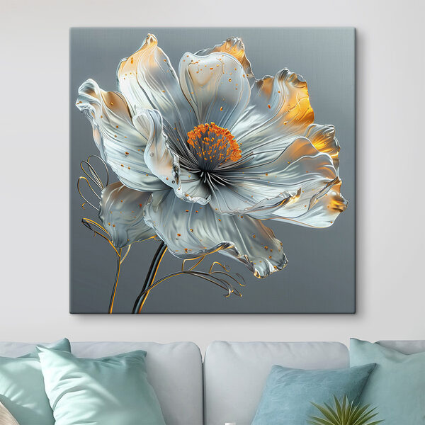 Metallische Blume mit orangefarbenen Highlights Metallische Blume mit orangefarbenen Highlights