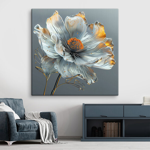 Metallische Blume mit orangefarbenen Highlights Metallische Blume mit orangefarbenen Highlights