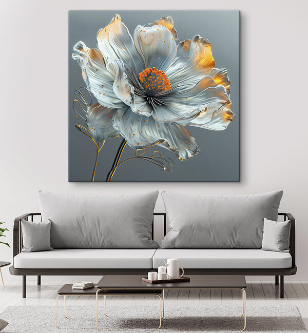 Metallische Blume mit orangefarbenen Highlights Metallische Blume mit orangefarbenen Highlights