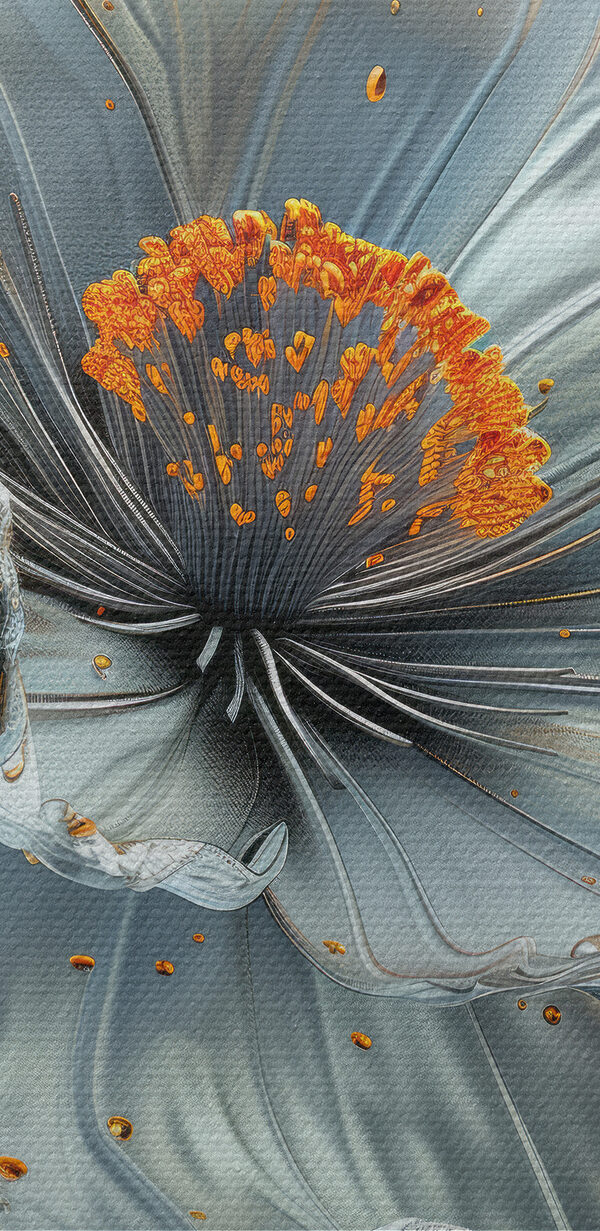 Metallische Blume mit orangefarbenen Highlights Metallische Blume mit orangefarbenen Highlights