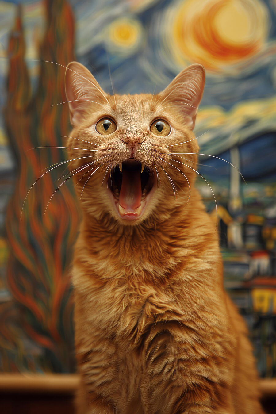Katze mit offenem Maul Katze mit offenem Maul