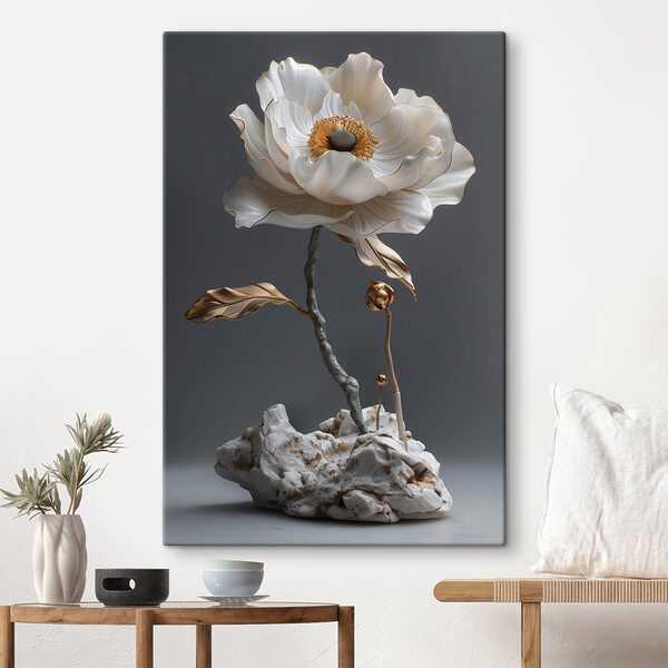 Elegante Blumenskulptur aus Porzellan ausgestellt. Elegante Blumenskulptur aus Porzellan ausgestellt.