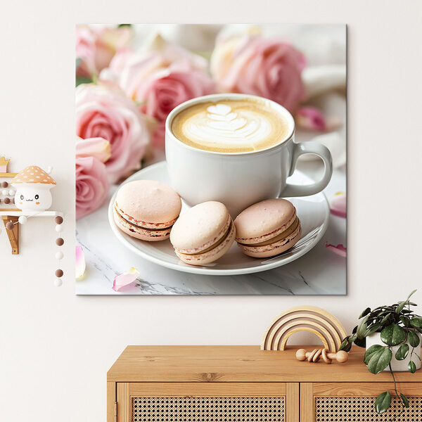 Tasse Kaffee und Kekse auf einem Teller Tasse Kaffee und Kekse auf einem Teller