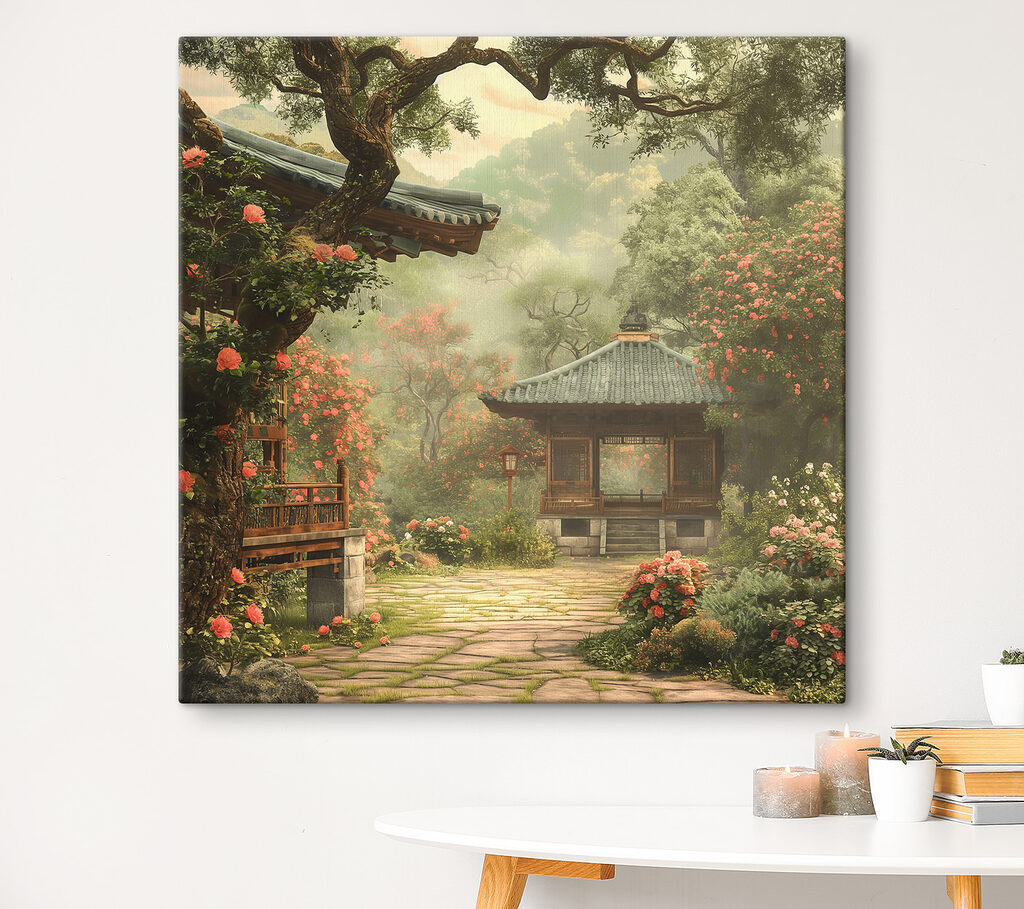 Garden with a gazebo and trees Garden with a gazebo and trees