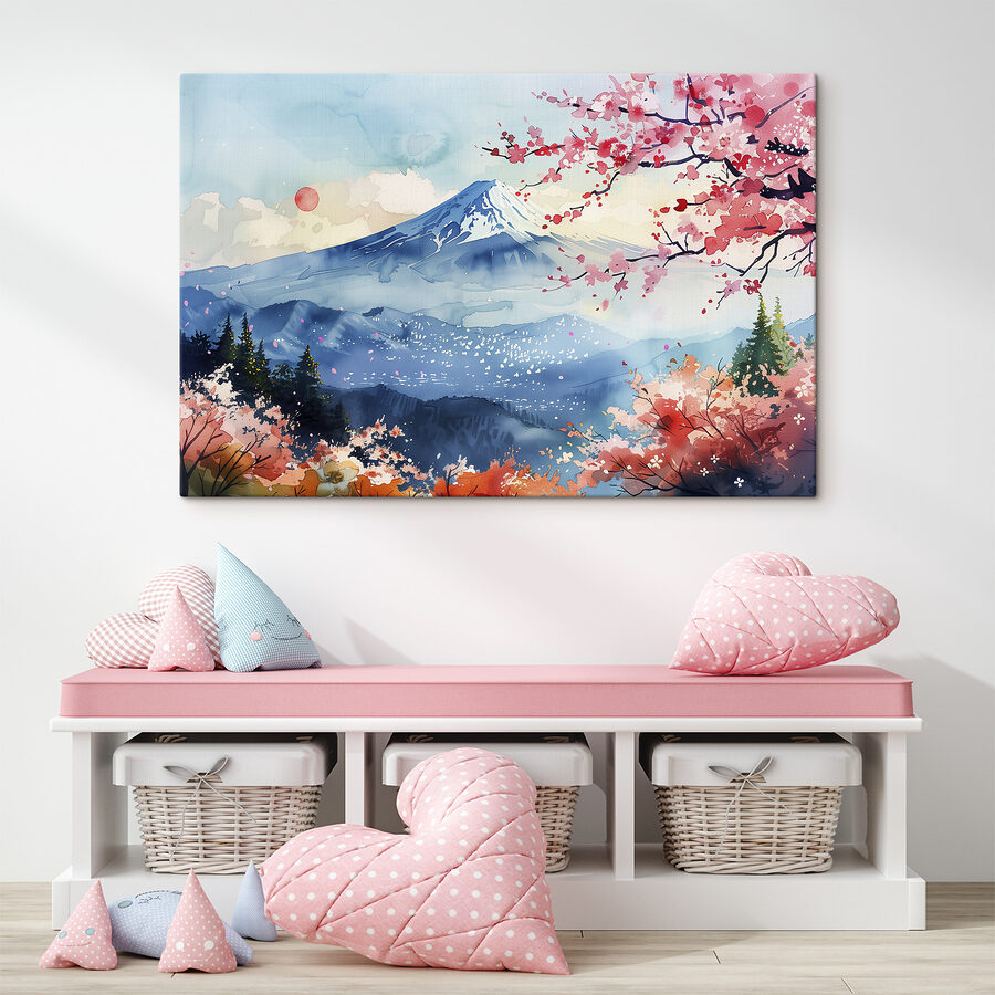 Wandbilder Aquarell eines Berges mit einer verschneiten Spitze – Bild 3