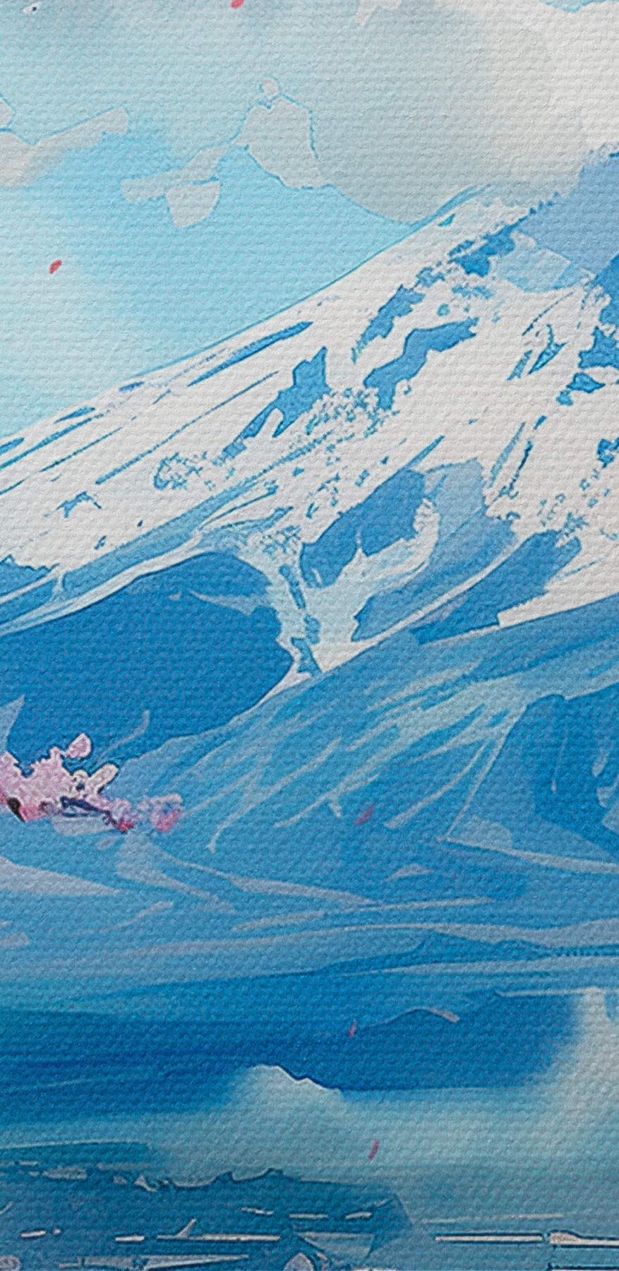 Der Berg Fuji mit rosa Blüten