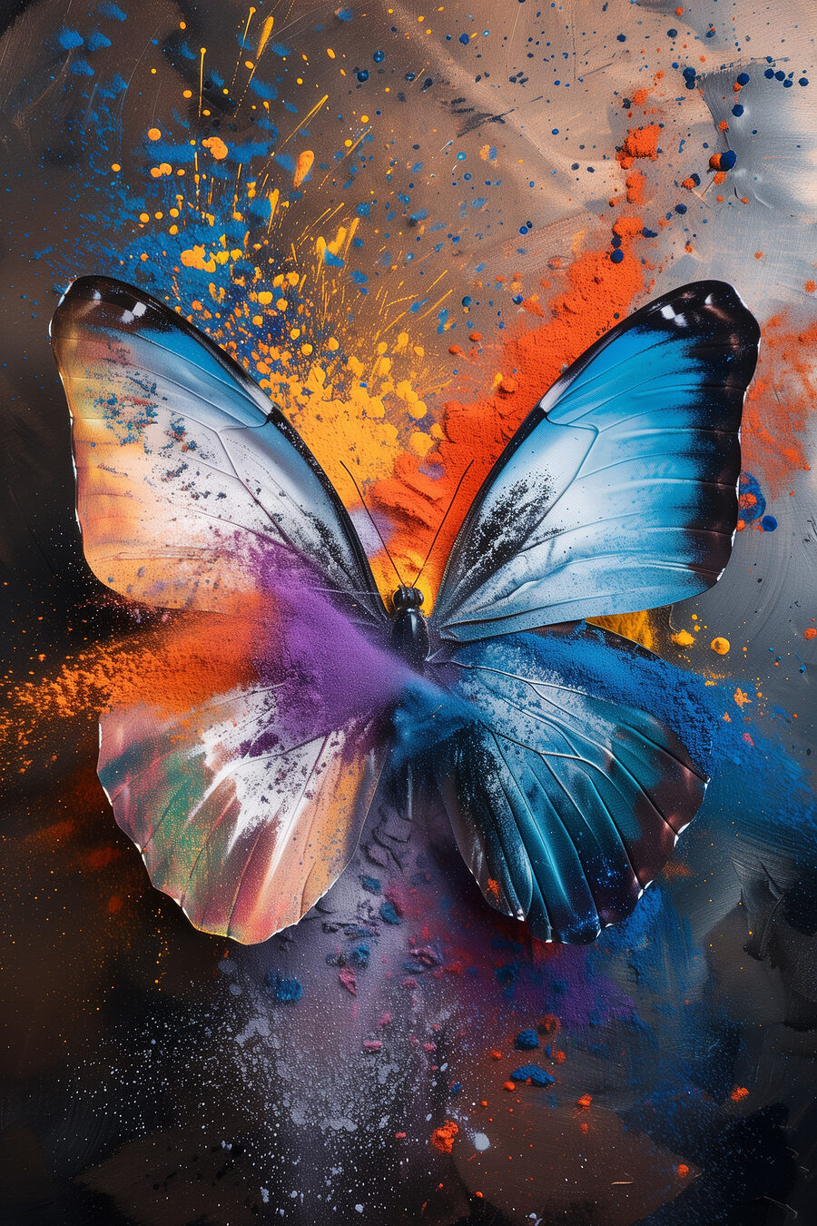 Schmetterling mit buntem Puder