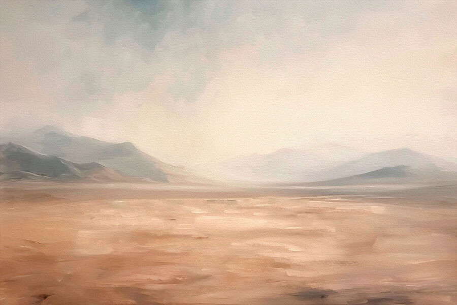 Landschaft mit Bergen und Nebel