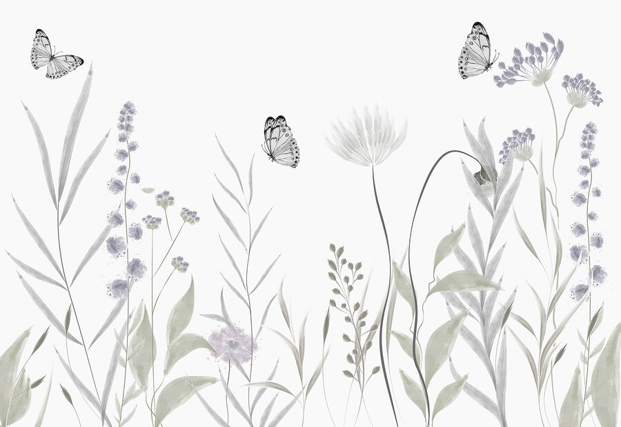 Schmetterlinge fliegen über Blumen